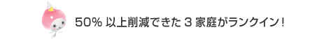 50%以上削減できた3家庭がランクイン！